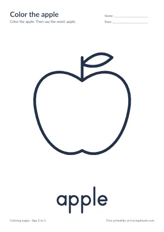 Preview of the color the apple worksheet