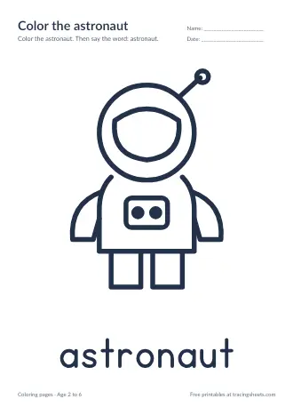Preview of the color the astronaut worksheet