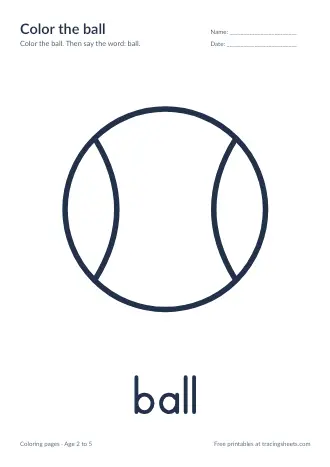 Preview of the color the ball worksheet