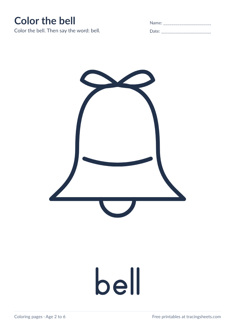 Preview of the printable color the bell worksheet