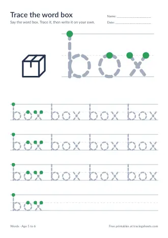 Preview of the trace the word box worksheet