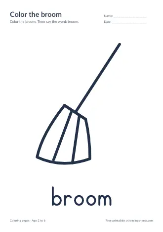 Preview of the color the broom worksheet