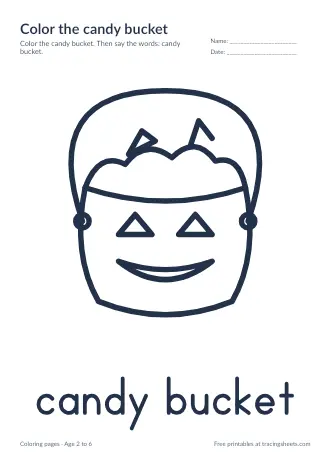 Preview of the color the candy bucket worksheet