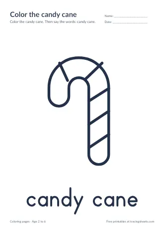 Preview of the color the candy cane worksheet