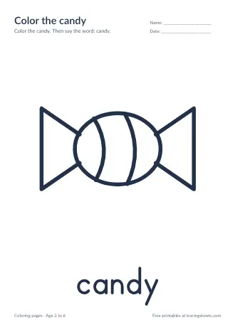 Preview of the color the candy worksheet
