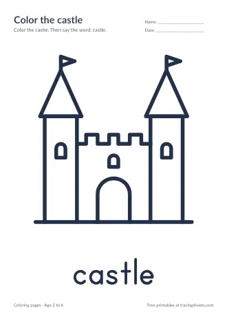 Preview of the color the castle worksheet