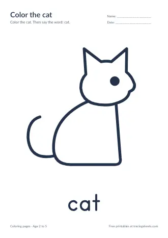 Preview of the color the cat worksheet