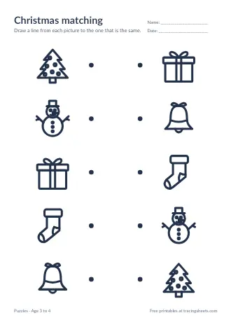 Preview of the christmas matching worksheet