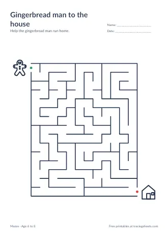 Preview of the gingerbread man to the house worksheet