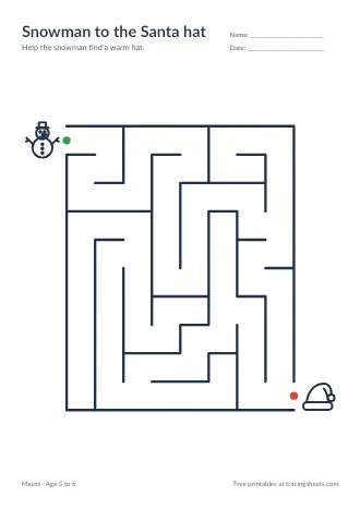 Preview of the snowman to the santa hat worksheet