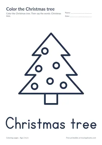 Preview of the color the christmas tree worksheet