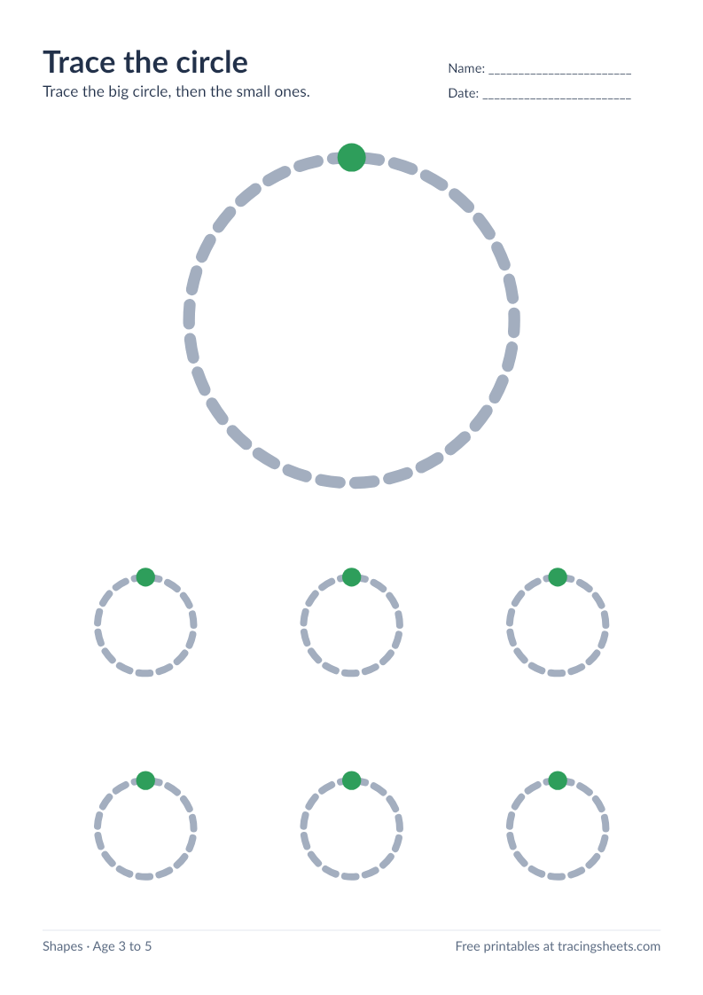 Preview of the printable trace the circle worksheet