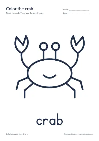 Preview of the color the crab worksheet