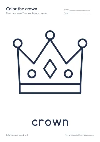 Preview of the color the crown worksheet