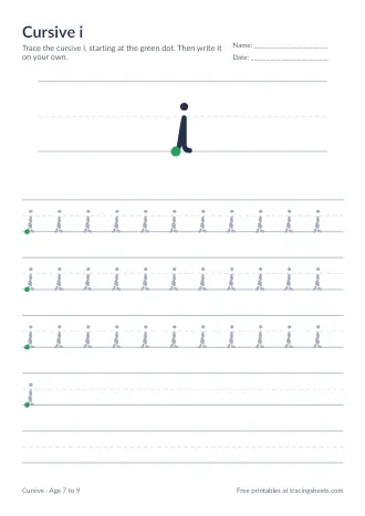 Preview of the cursive i worksheet