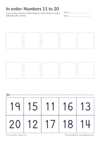 Preview of the in order: numbers 11 to 20 worksheet