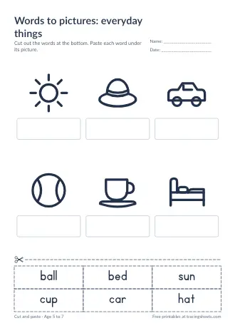 Preview of the words to pictures: everyday things worksheet