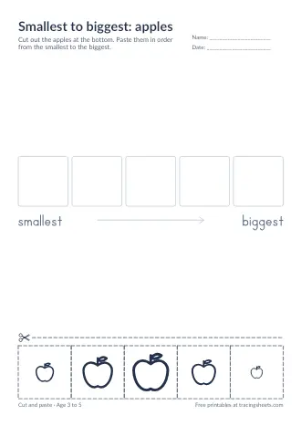 Preview of the smallest to biggest: apples worksheet