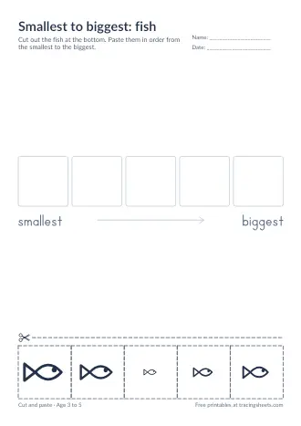 Preview of the smallest to biggest: fish worksheet