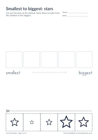 Preview of the smallest to biggest: stars worksheet