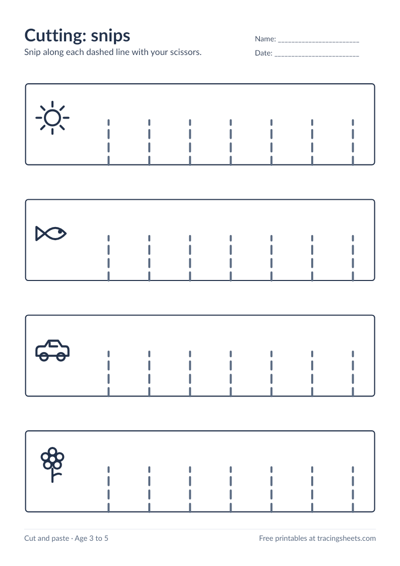Preview of the printable cutting: snips worksheet