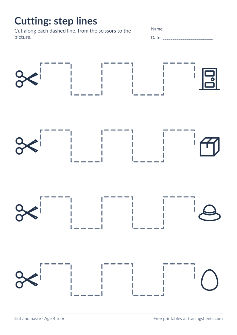 Preview of the printable cutting: step lines worksheet