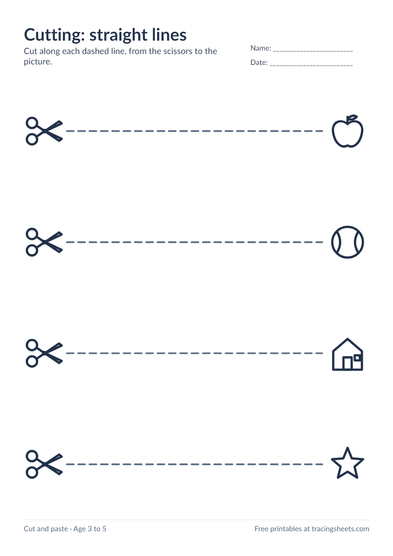Preview of the printable cutting: straight lines worksheet