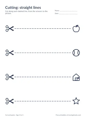 Preview of the cutting: straight lines worksheet