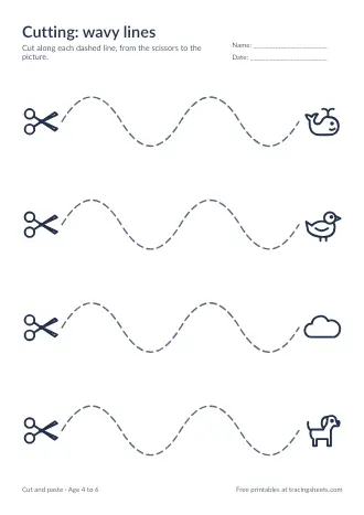 Preview of the cutting: wavy lines worksheet