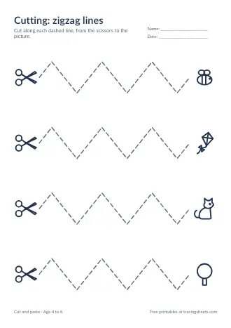 Preview of the cutting: zigzag lines worksheet