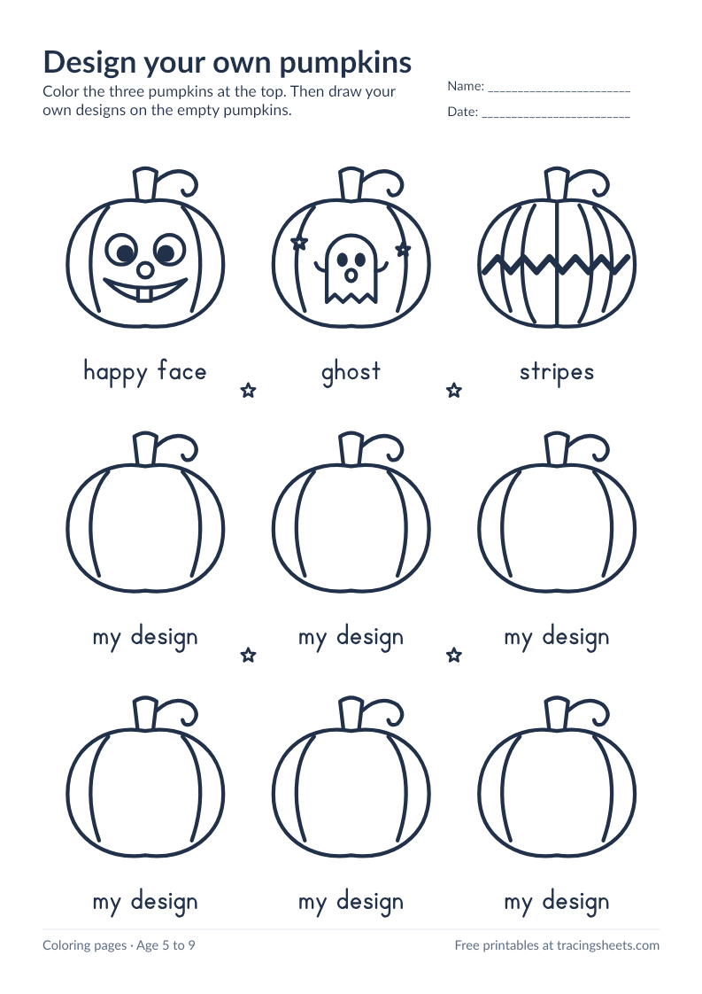 Preview of the printable design your own pumpkins worksheet
