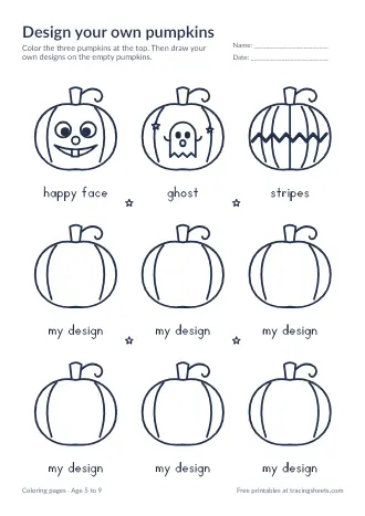 Preview of the design your own pumpkins worksheet