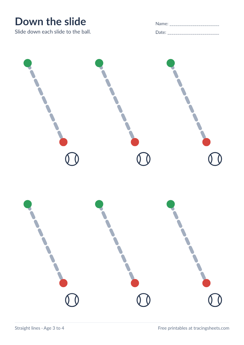 Preview of the printable down the slide worksheet