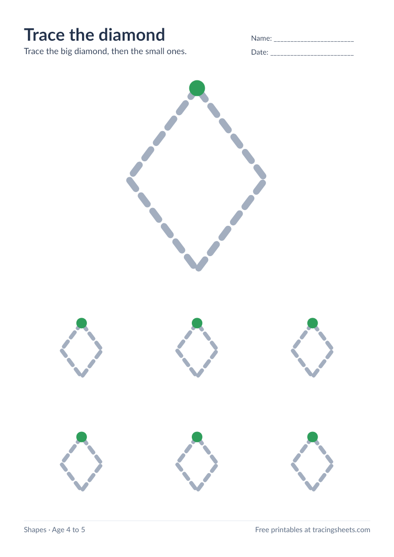 Preview of the printable trace the diamond worksheet
