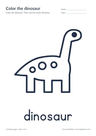 Preview of the color the dinosaur worksheet