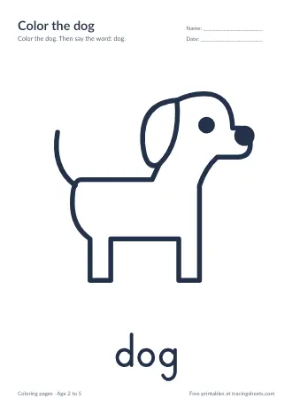 Preview of the color the dog worksheet