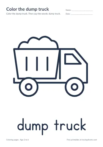 Preview of the color the dump truck worksheet