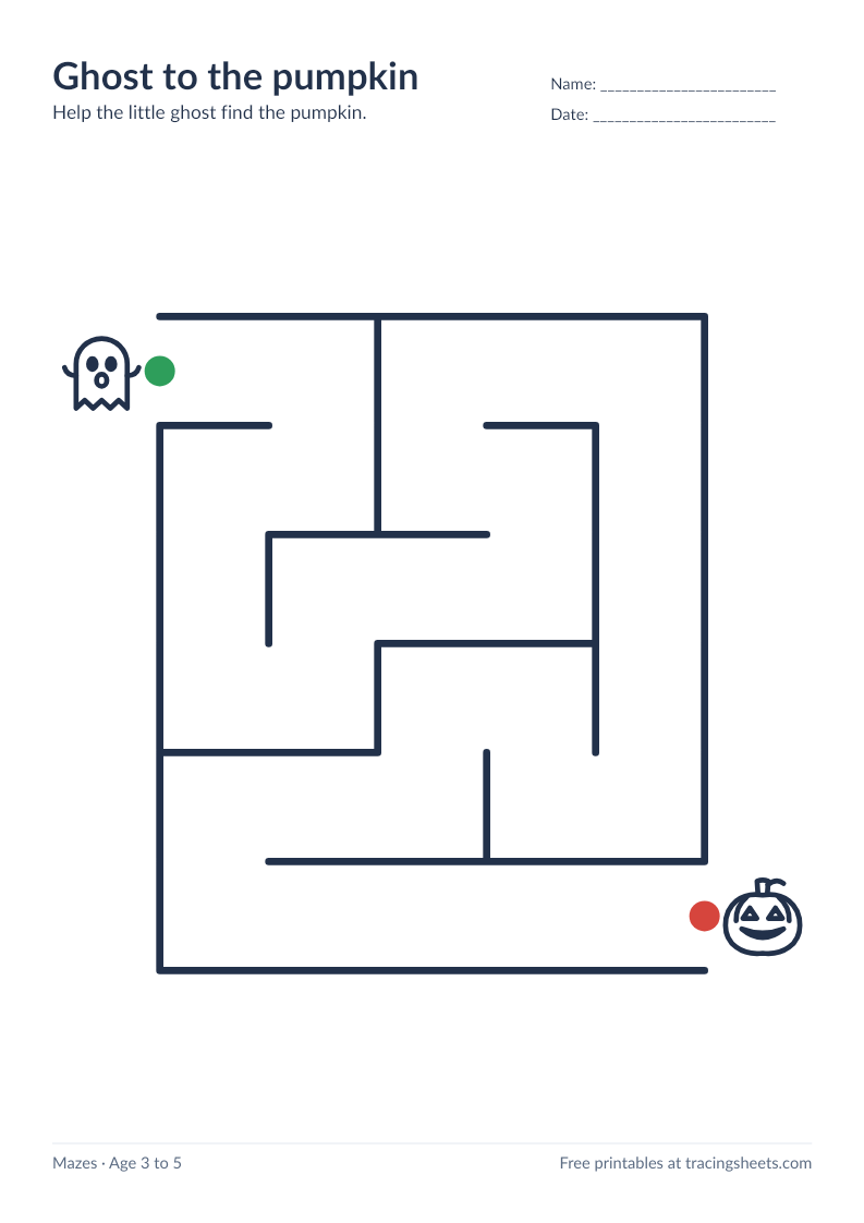 Preview of the printable ghost to the pumpkin worksheet