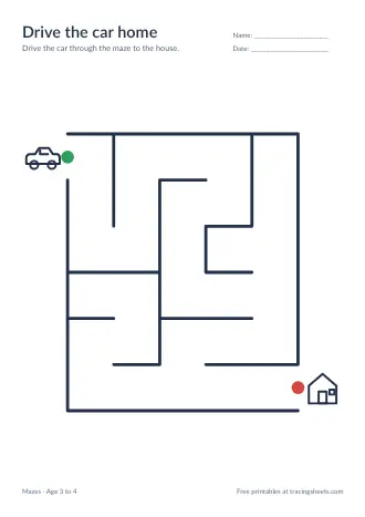 Preview of the drive the car home worksheet