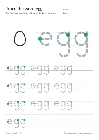 Preview of the trace the word egg worksheet