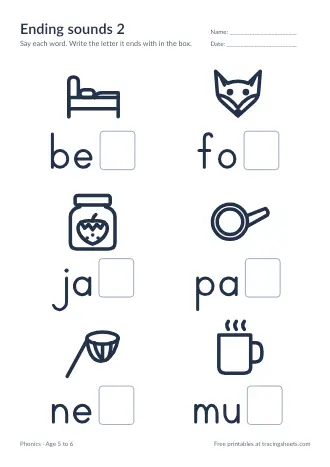 Preview of the ending sounds 2 worksheet