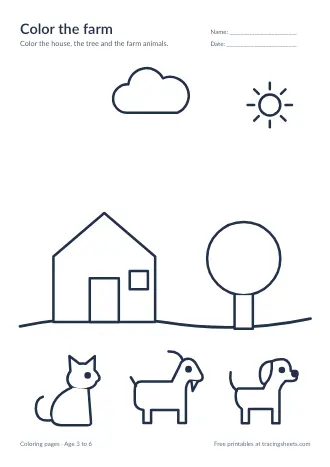 Preview of the color the farm worksheet