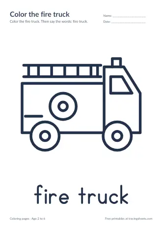 Preview of the color the fire truck worksheet