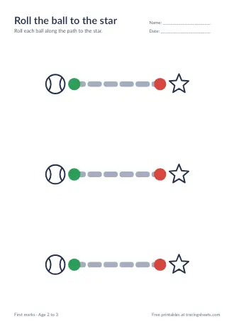 Preview of the roll the ball to the star worksheet