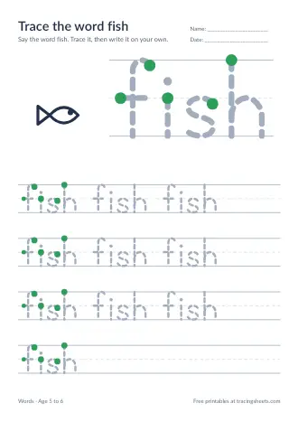 Preview of the trace the word fish worksheet