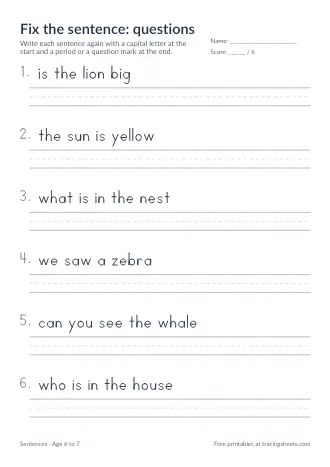 Preview of the fix the sentence: questions worksheet