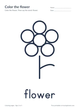 Preview of the color the flower worksheet