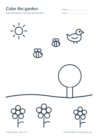 Preview of the color the garden worksheet