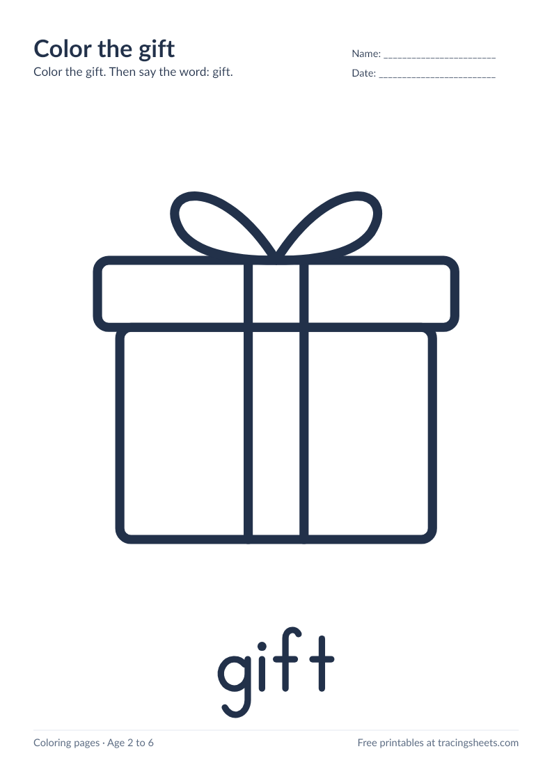 Preview of the printable color the gift worksheet