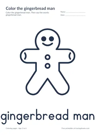 Preview of the color the gingerbread man worksheet